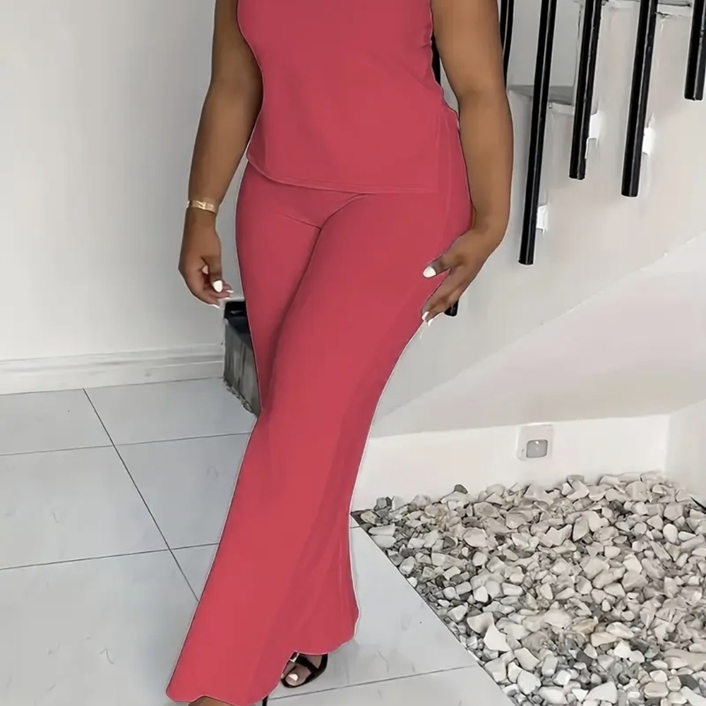Elegant Pink Women's Pantsuit